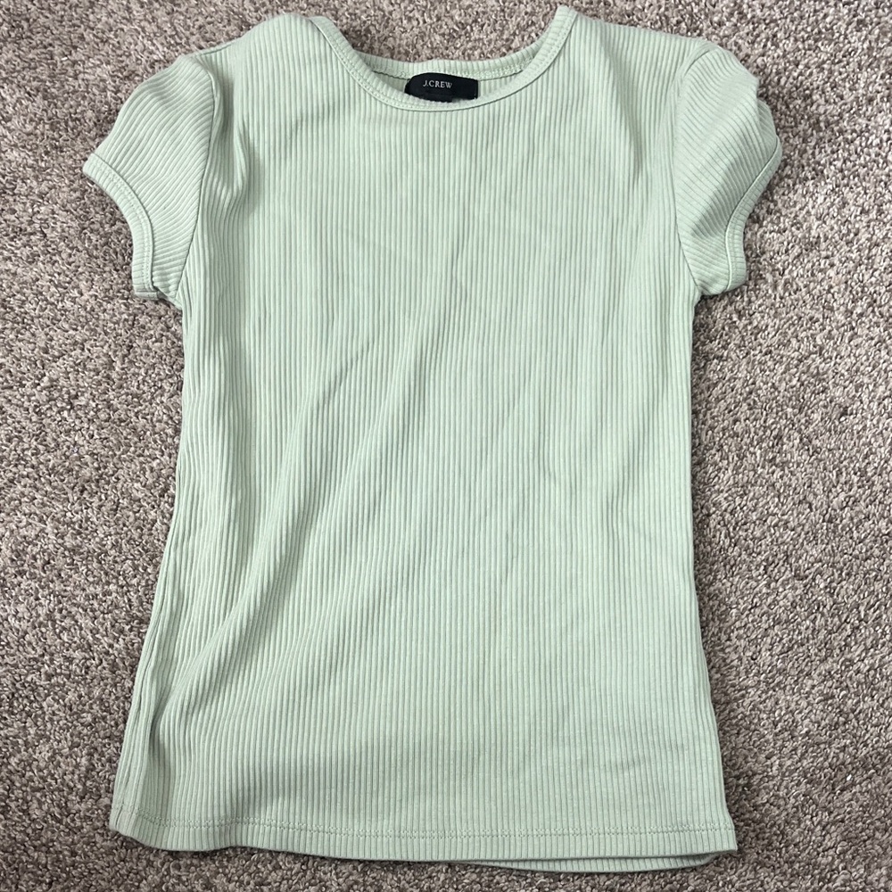 J. Crew Mint Green Ribbed Short Sleeve Tee